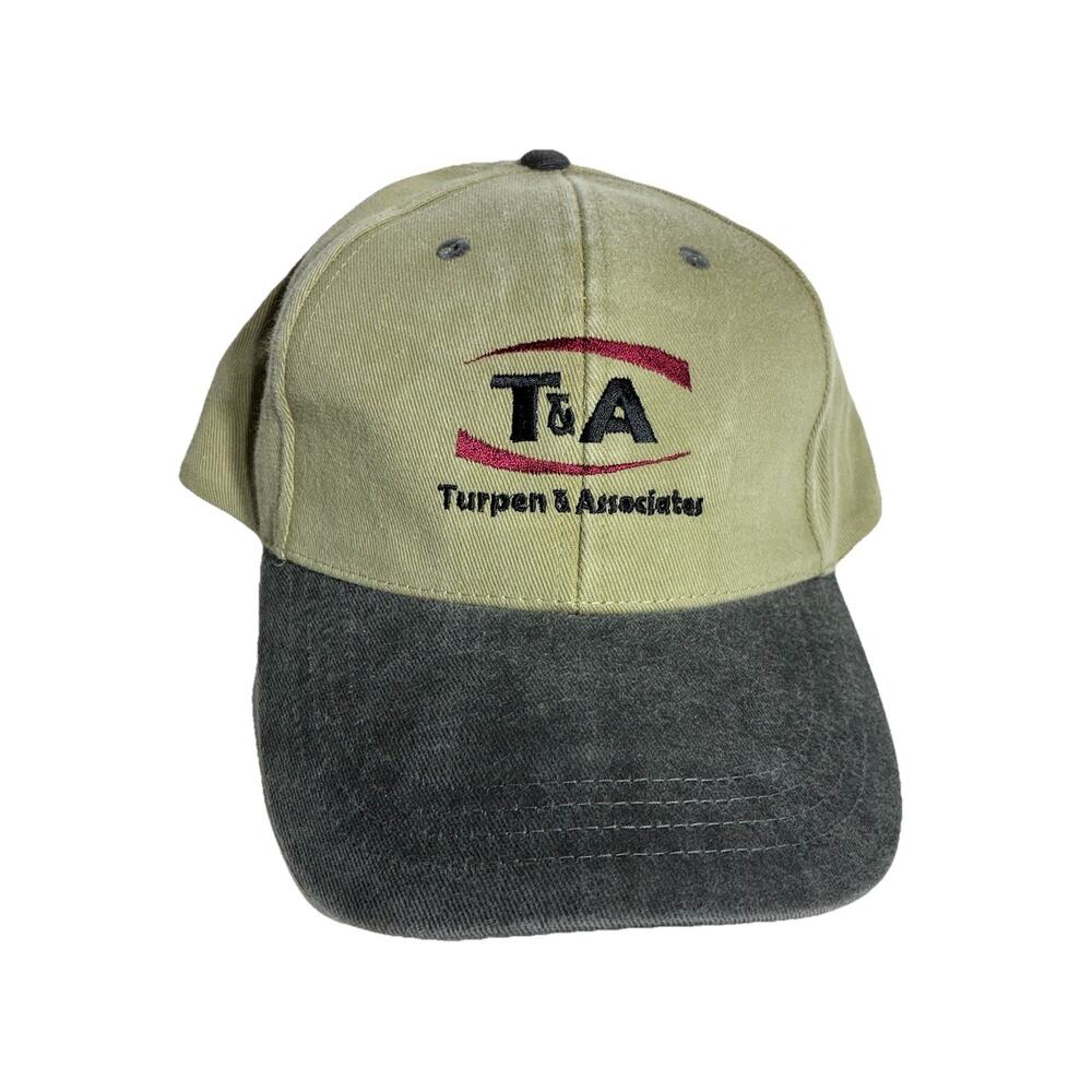 Vintage 90s Turpen Associates Cobra Strapback Hat Khaki Gray Two Tone Dad Cap